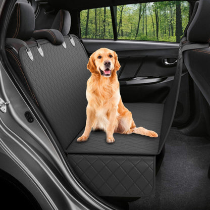 Dog Car Seat Cover – Waterproof Hammock Pet Carrier Protector with Mesh Window & Seat Belt Leash for Cars, SUVs & Trucks