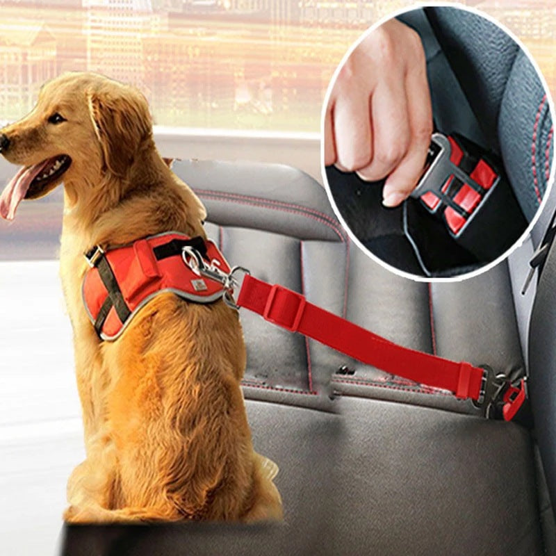 Adjustable Dog Car Seat Belt – Pet Safety Harness Leash for Vehicles