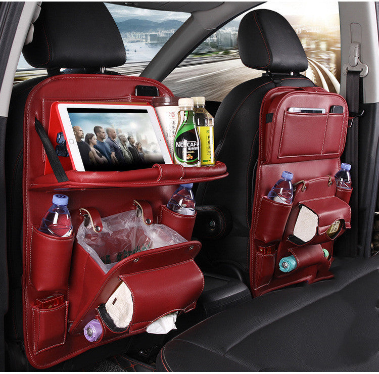 Luxury PU Car Backseat Organizer – Multi-Pocket Storage Bag with Tablet Holder & Cup Slots