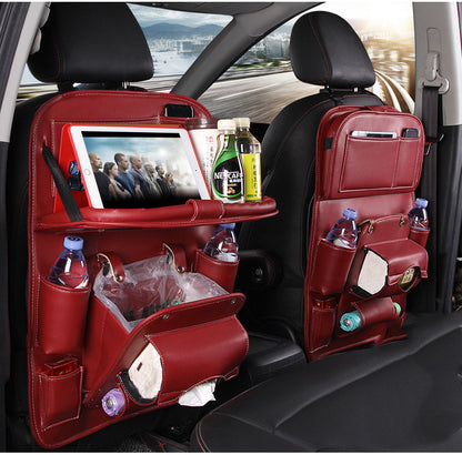 Luxury PU Car Backseat Organizer – Multi-Pocket Storage Bag with Tablet Holder & Cup Slots
