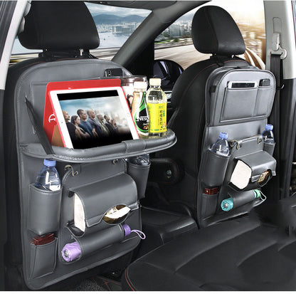 Luxury PU Car Backseat Organizer – Multi-Pocket Storage Bag with Tablet Holder & Cup Slots