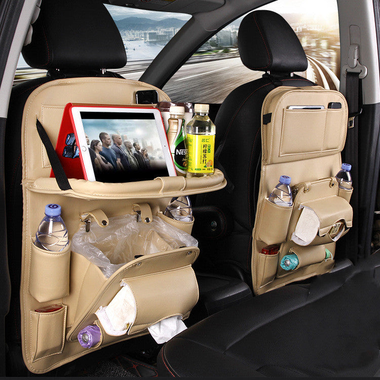 Luxury PU Car Backseat Organizer – Multi-Pocket Storage Bag with Tablet Holder & Cup Slots