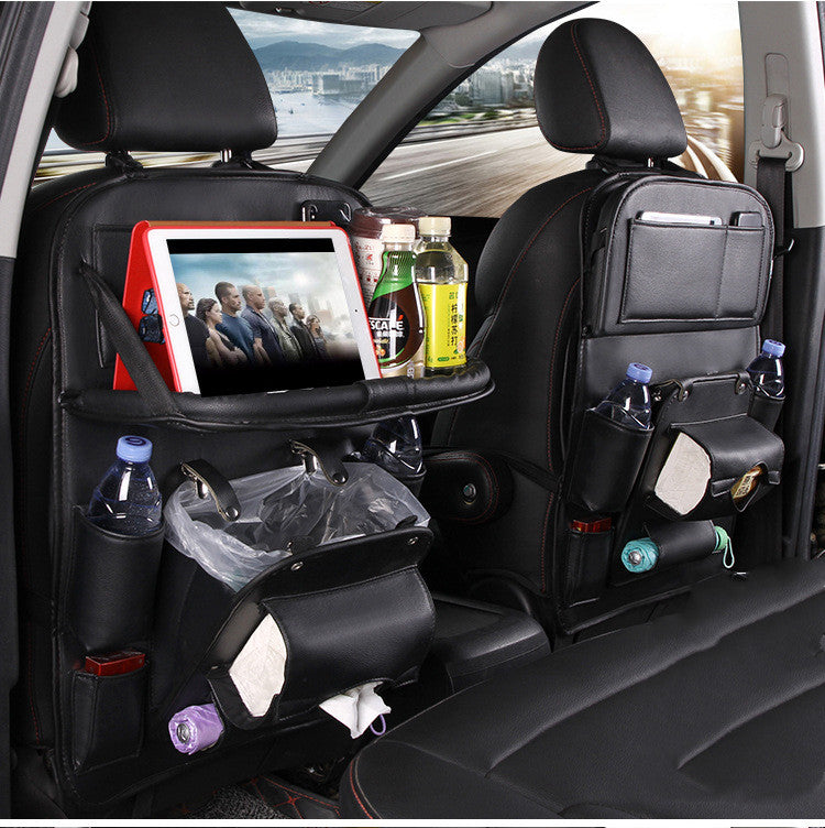 Luxury PU Car Backseat Organizer – Multi-Pocket Storage Bag with Tablet Holder & Cup Slots