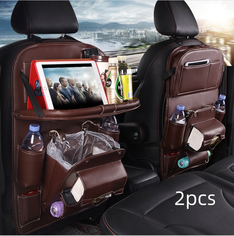 Luxury PU Car Backseat Organizer – Multi-Pocket Storage Bag with Tablet Holder & Cup Slots