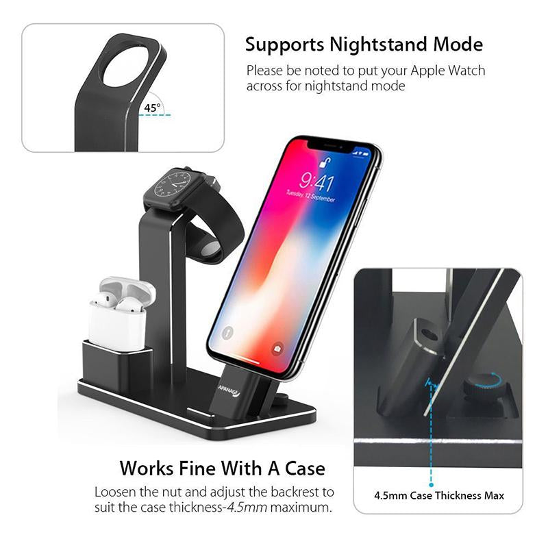 4-in-1 Charging Dock Station – Multi-Device Stand for iPhone, Apple Watch & AirPods