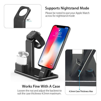 4-in-1 Charging Dock Station – Multi-Device Stand for iPhone, Apple Watch & AirPods