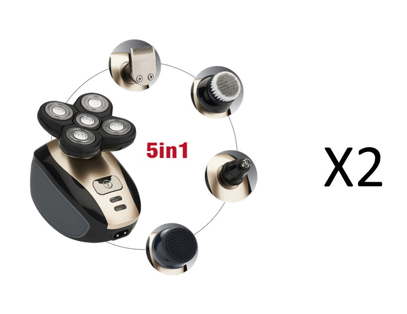 5-in-1 Electric Head Shaver for Men – Rechargeable Bald Shaver, Beard & Nose Trimmer Set