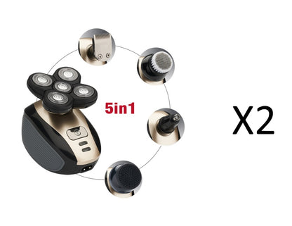 5-in-1 Electric Head Shaver for Men – Rechargeable Bald Shaver, Beard & Nose Trimmer Set