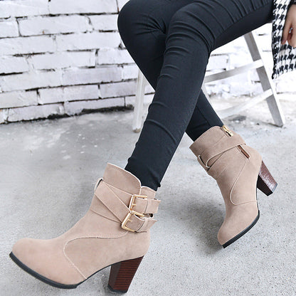 Women’s Winter Ankle Boots – Warm Leather Casual High Heel Booties