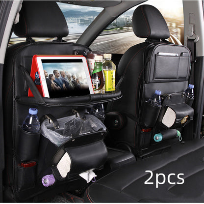 Luxury PU Car Backseat Organizer – Multi-Pocket Storage Bag with Tablet Holder & Cup Slots