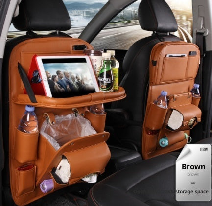 Luxury PU Car Backseat Organizer – Multi-Pocket Storage Bag with Tablet Holder & Cup Slots