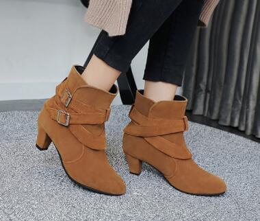Women’s Winter Ankle Boots – Warm Leather Casual High Heel Booties