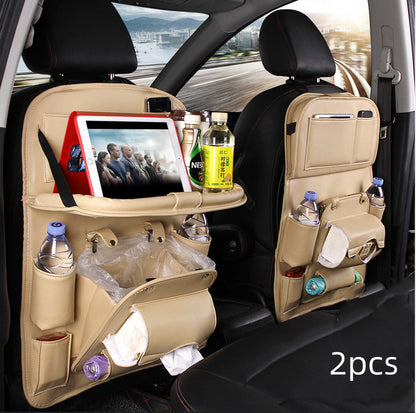 Luxury PU Car Backseat Organizer – Multi-Pocket Storage Bag with Tablet Holder & Cup Slots