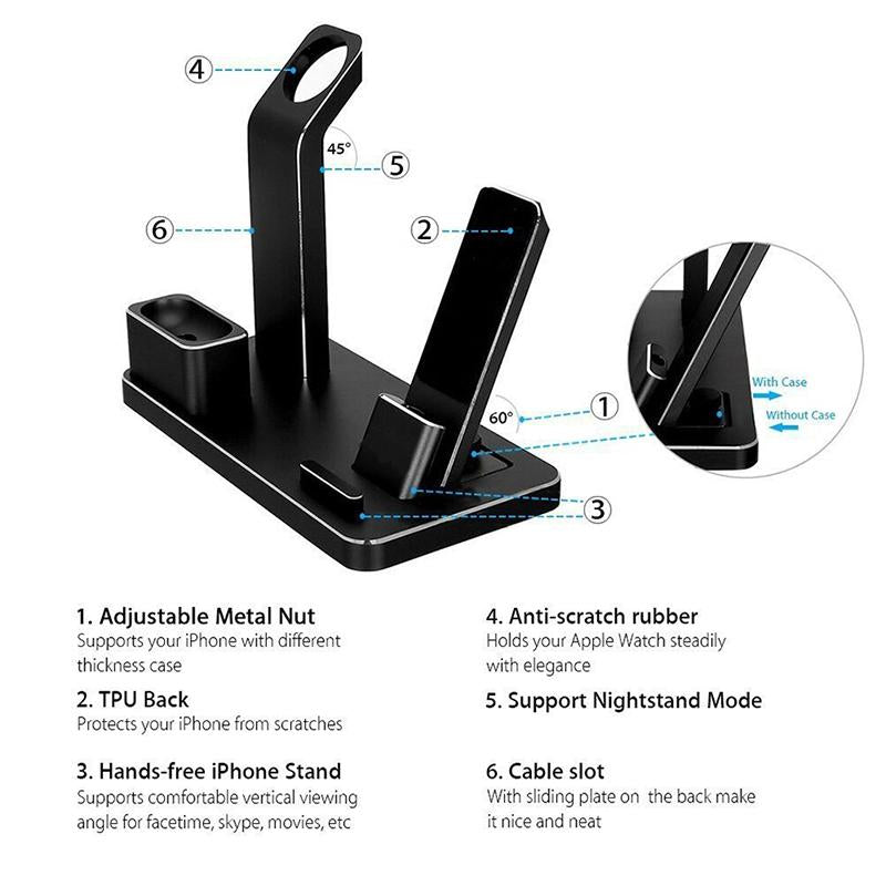 4-in-1 Charging Dock Station – Multi-Device Stand for iPhone, Apple Watch & AirPods