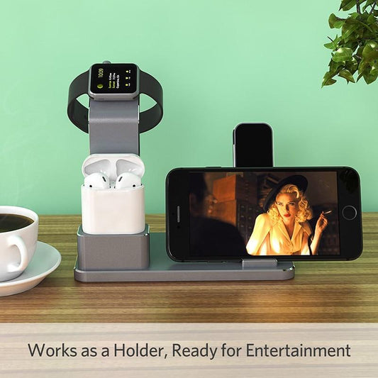 4-in-1 Charging Dock Station – Multi-Device Stand for iPhone, Apple Watch & AirPods