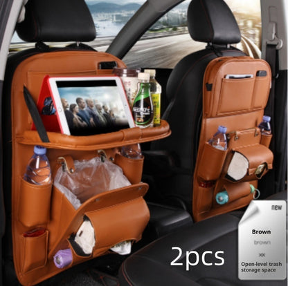 Luxury PU Car Backseat Organizer – Multi-Pocket Storage Bag with Tablet Holder & Cup Slots