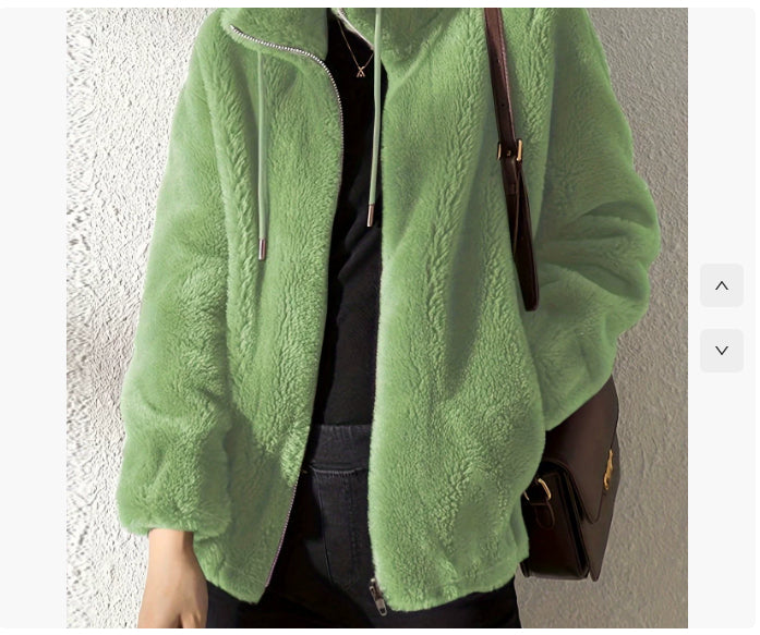 Women’s Fleece Zip-Up Jacket – Soft Warm Double-Faced Plush Cardigan