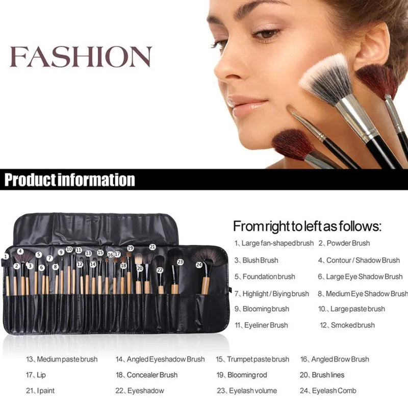 24-Piece Professional Makeup Brush Set – Soft Synthetic Bristles, Foundation & Eyeshadow Beauty Kit