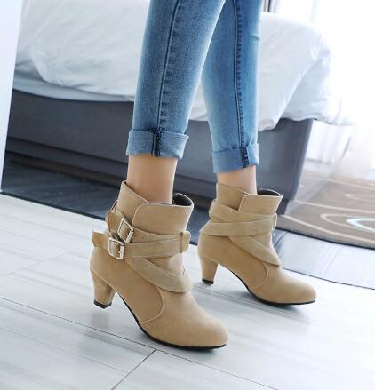 Women’s Winter Ankle Boots – Warm Leather Casual High Heel Booties