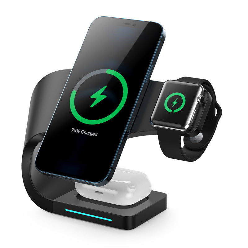 Magnetic 3-in-1 Wireless Charger Stand – Fast Charge Dock for Phone, Watch & Earbuds