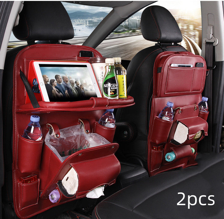 Luxury PU Car Backseat Organizer – Multi-Pocket Storage Bag with Tablet Holder & Cup Slots