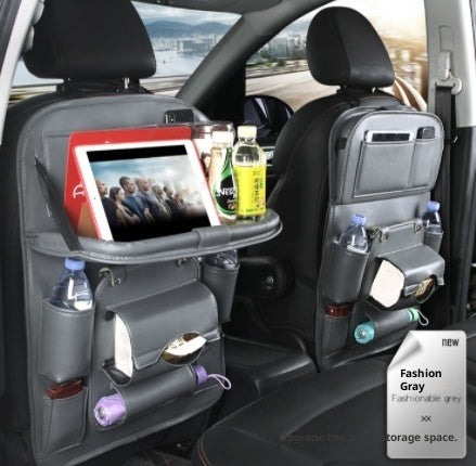 Luxury PU Car Backseat Organizer – Multi-Pocket Storage Bag with Tablet Holder & Cup Slots