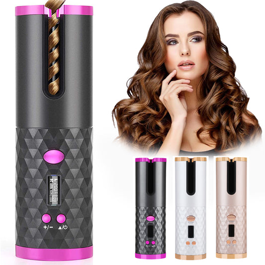 Wireless Automatic Hair Curler – Rechargeable Ceramic Curling Wand for Quick Heat Styling