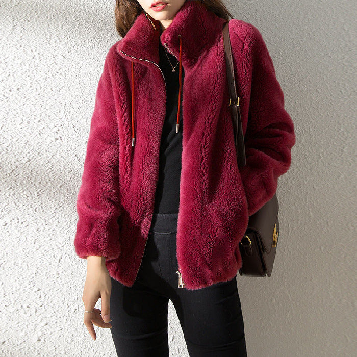Women’s Fleece Zip-Up Jacket – Soft Warm Double-Faced Plush Cardigan