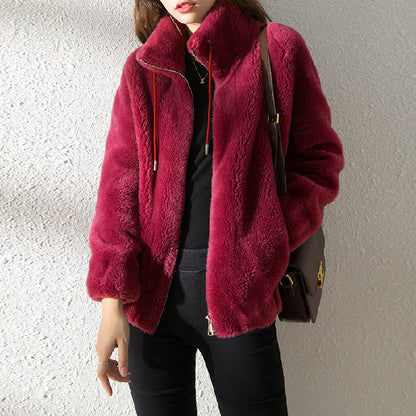 Women’s Fleece Zip-Up Jacket – Soft Warm Double-Faced Plush Cardigan
