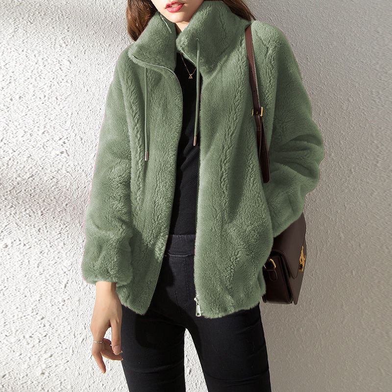 Women’s Fleece Zip-Up Jacket – Soft Warm Double-Faced Plush Cardigan